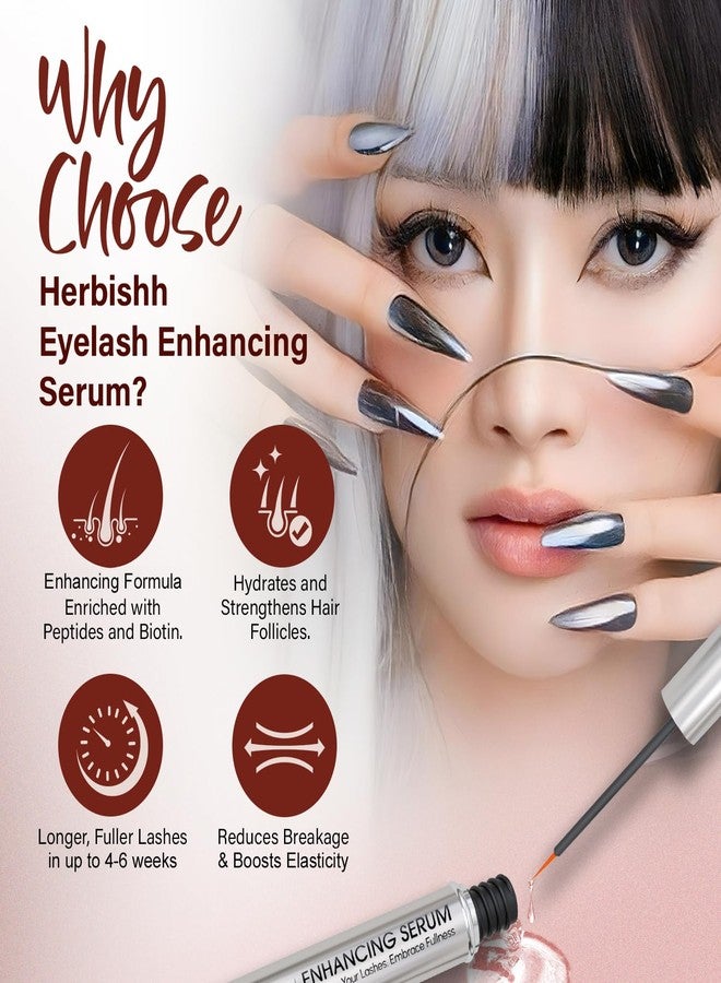 Herbishh Eyelash Enhancing Nourishing Serum for Longer, Thicker Lashes, Safe for Lash Extensions, Fragrance-Free Lash Serum, Sulfate-Free, Travel-Friendly, 0.135 fl. oz - Image 2